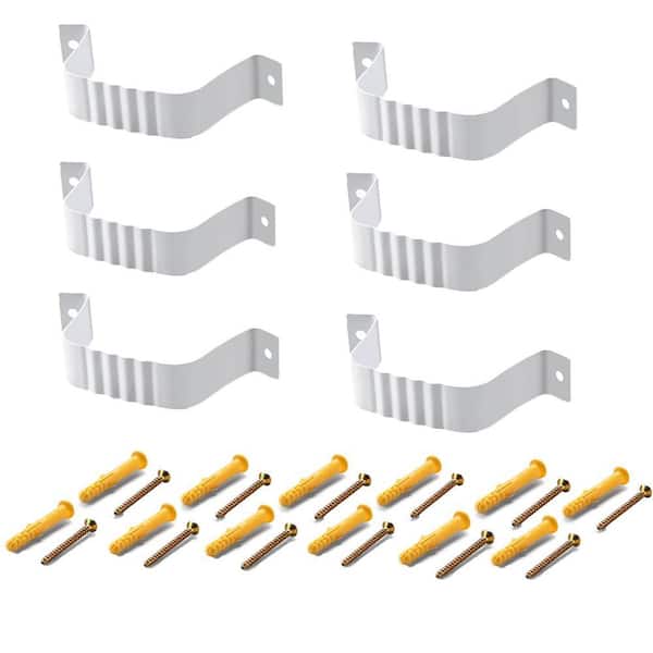 White Aluminum Alloy Gutter Downspout Strap for 2 in. x 3 in. Downspout (6-Pack)