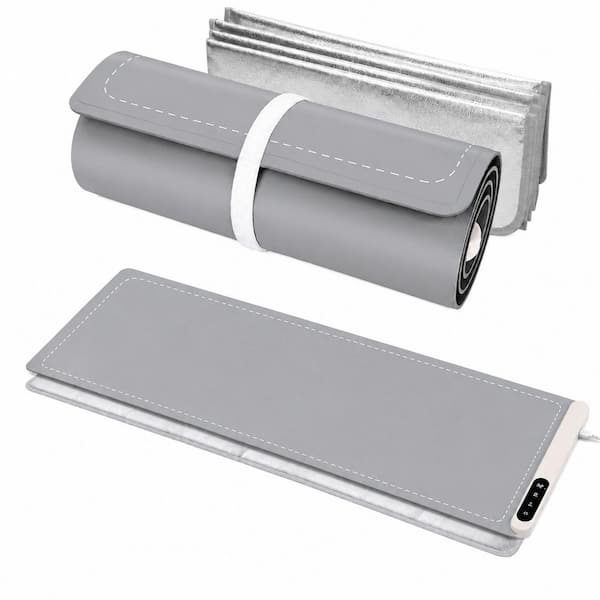 Gray Silicone Extra Long Electric Food Warming Mat with Heat Resistant Pad, 6 Temp Settings, 6H Timer