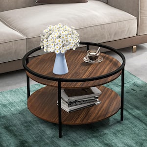 31.1 in. W Brown MDF Table Round Coffee Table