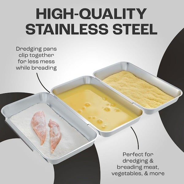 Lynzavix Silver Stainless Steel Breading Tray Set with