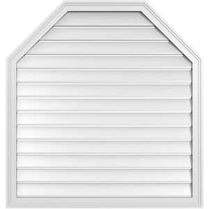 38 in. x 40 in. Octagonal Top Surface Mount PVC Gable Vent: Functional with Brickmould Frame