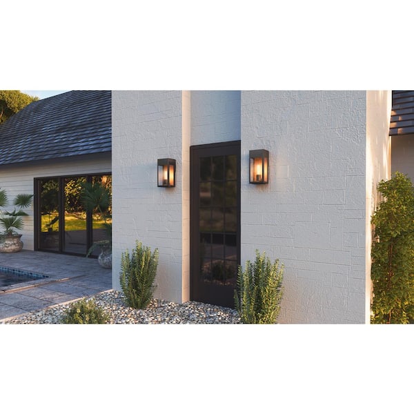 Maren 6 in. 1-Light Matte Black Outdoor Wall Lantern Sconce with Clear Glass