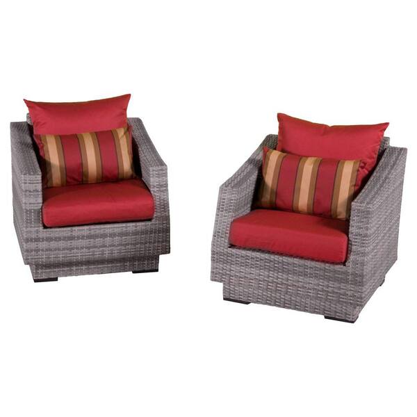 RST Brands Cannes Patio Club Chair with Cantina Red Cushions (2-Pack)