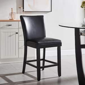 40.16 in. Black Wood Frame Bar Stool with Fabric Seat (Set of 2)