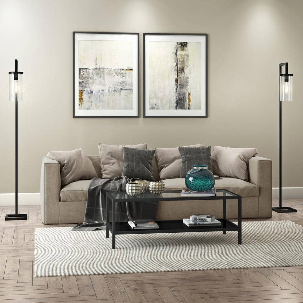 Rigan 45" Blackened Bronze Metal & Glass Rectangular Coffee Table