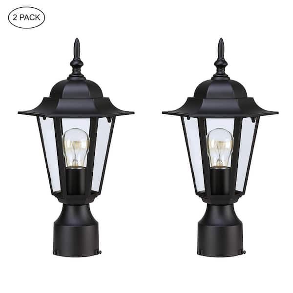 Allison 1-Light Matte Black Aluminum Hardwired Outdoor Weather Resistant Post Light Set (2-Packs)