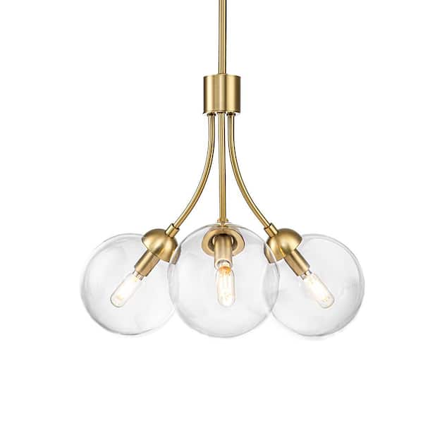 EDISLIVE Olivia 3-Light Gold Chandelier with Clear Glass Shade