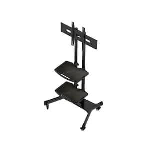 Universal Swivel TV Standalone Mount for 32 in. - 80 in. TVs with Adjustable Table Top Tiltable and Locking Wheels Black