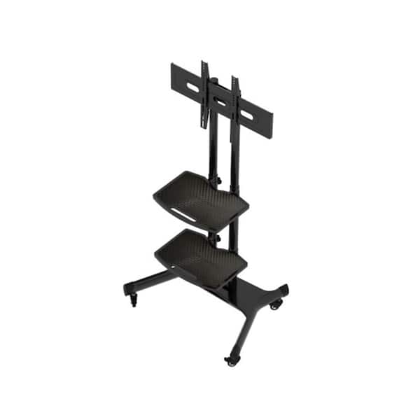 Lukyamzn Universal Swivel TV Standalone Mount for 32 in. - 80 in. TVs with Adjustable Table Top Tiltable and Locking Wheels Black