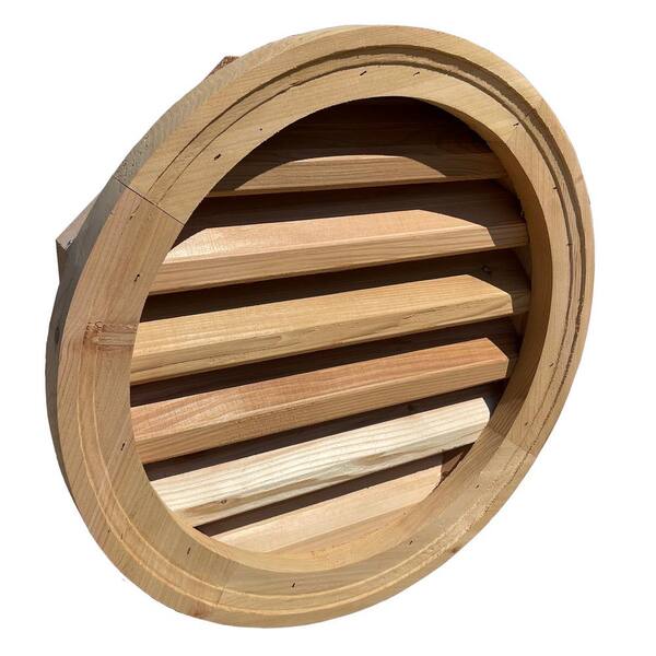 18 in. x 18 in. Round Wood Built-in Screen Gable Louver Vent 18 in. x 18 in. Round Wood Built-in Screen Gable Louver Vent