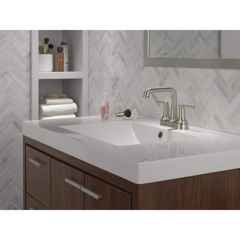 Stainless Steel Two Handle Centerset Bathroom Faucet