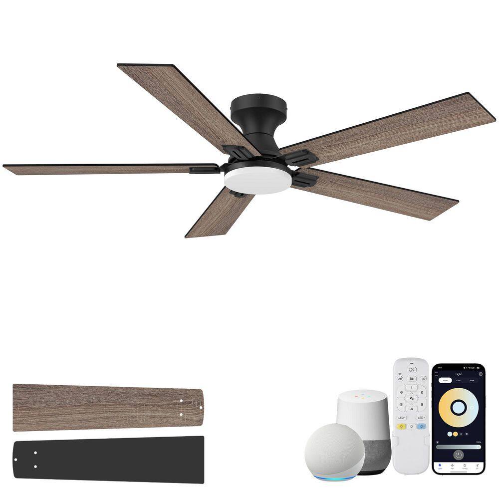 52in Dual-Color Blade Black Smart Flush Mount Outdoor Indoor Ceiling Fan with LED Lights,Remote/APP/Alexa,Quiet DC Motor price history on PriceWatchPro