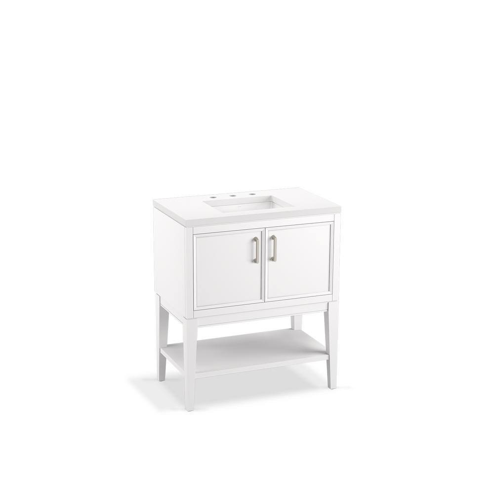 Winnow 30" White MDF Freestanding Single Bathroom Vanity with Quartz Top
