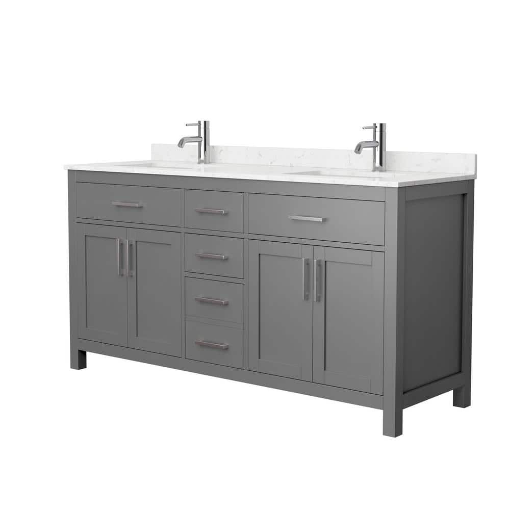 Beckett 66" Dark Gray Double Bathroom Vanity with Carrara Marble Top