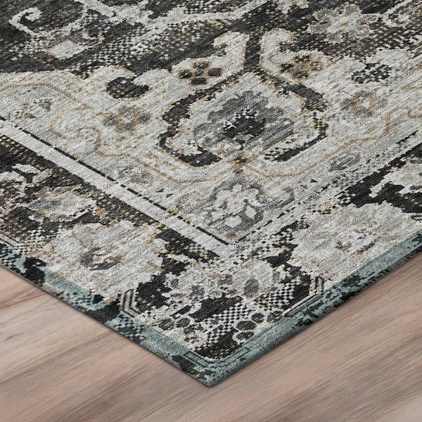 Chantille Machine Washable Indoor/Outdoor Abstract ACN3160 Black 5 ft. x 7 ft. 6 in. Area Rug