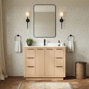 Maroni 42 in. W x 22 in. D Single Bath Vanity in Light Straw with Cultured Marble Vanity Top in White with White Basin