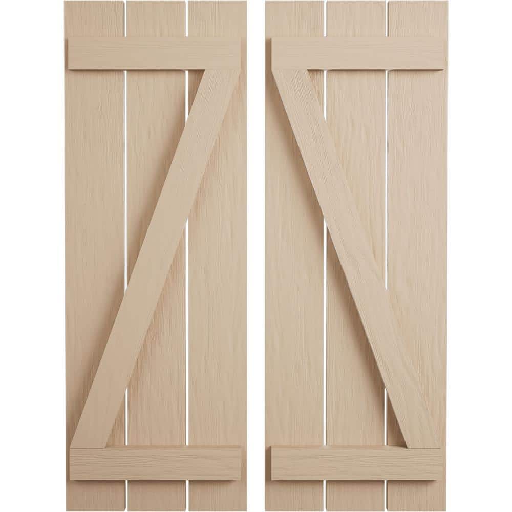 17.5 in. x 26 in. Timberthane Polyurethane 3-Board Spaced Board-n-Batten Rough Sawn Faux Wood Shutters w/Z-Board Pair price history on PriceWatchPro