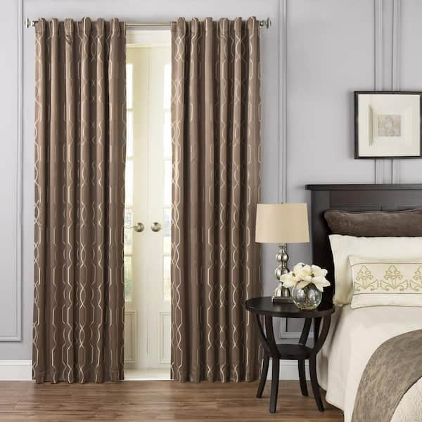 Beautyrest Yvon Blackout Window Curtain Panel in Dark Mushroom - 52 in. W x 95 in. L