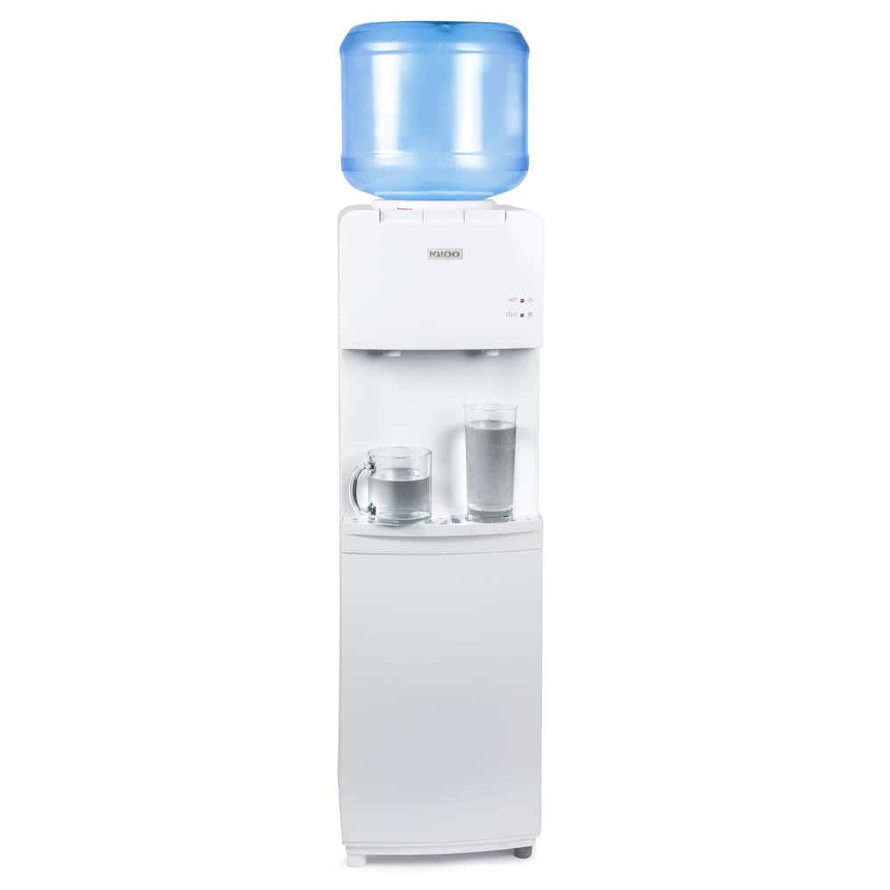 White Freestanding Hot and Cold Water Dispenser with Child Safety Lock
