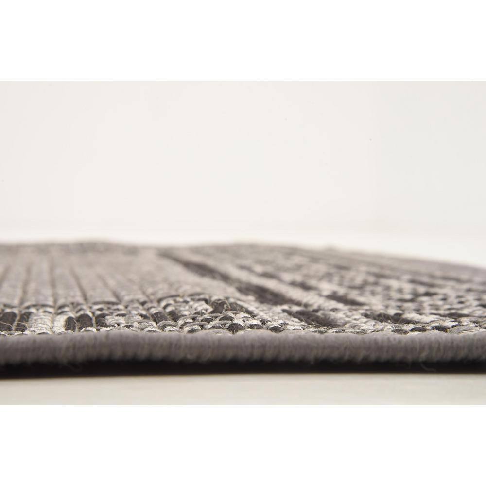 Gray and Black Rectangular Outdoor Greek Key Rug