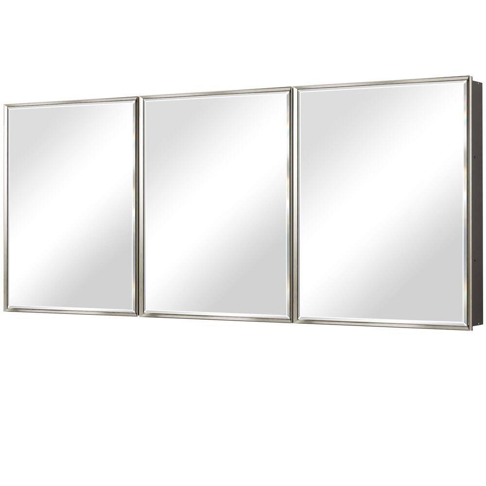 Musey 72 in. W x 30 in. H Brush Nickel Rectangular Aluminum Recessed/Surface Medicine Cabinet with Beveled Edge Mirror price history on PriceWatchPro