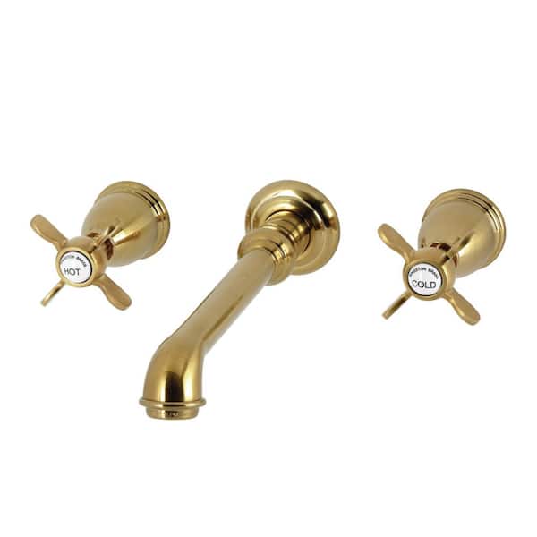 Essex 2-Handle Wall-Mount Bathroom Sink Faucet in Brushed Brass