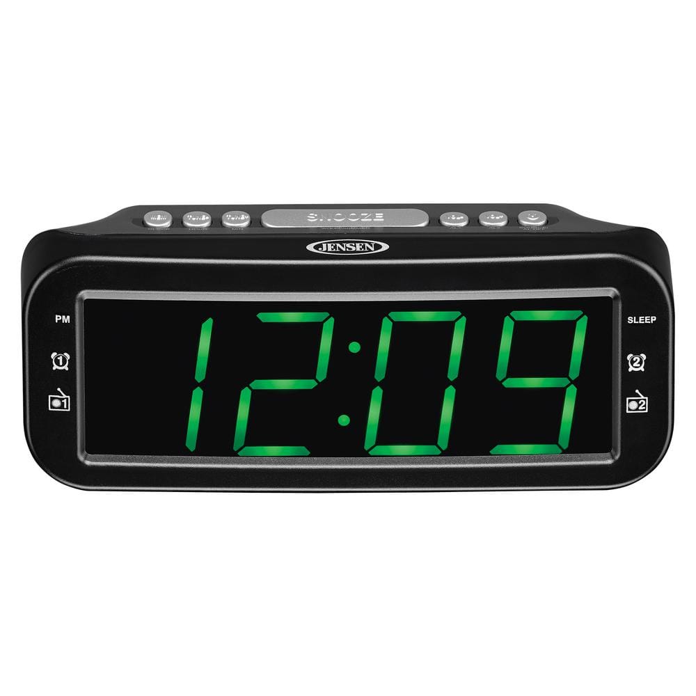 JENSEN Digital AM/FM Dual Alarm Clock Radio, Black -  RAJS206