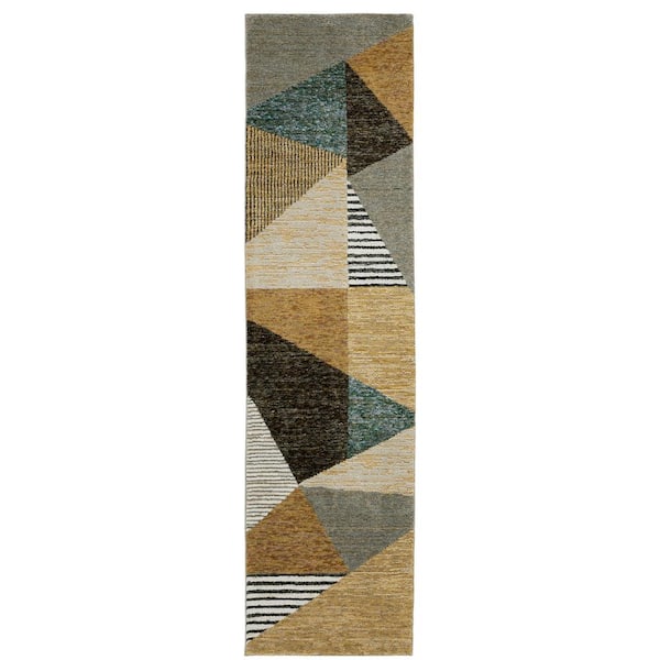 AVERLEY HOME Saturn Multi-Colored 2 ft. x 8 ft. Geometric Modern Art-Deco Polypropylene-Nylon Blend Indoor Runner Area Rug