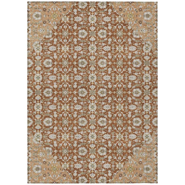 Chantille Machine Washable Indoor/Outdoor Abstract ACN3046 Paprika 5 ft. x 7 ft. 6 in. Area Rug