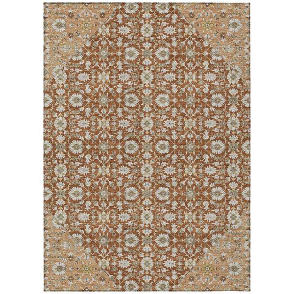 Chantille Machine Washable Indoor/Outdoor Abstract ACN3046 Paprika 8 ft. x 10 ft. Area Rug