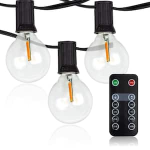 LED Outdoor 50 ft. Plug-In Globe Bulb String Light with 25 Sockets and 100-Watt Dimmer, Remote Control and 2 Extra Bulbs