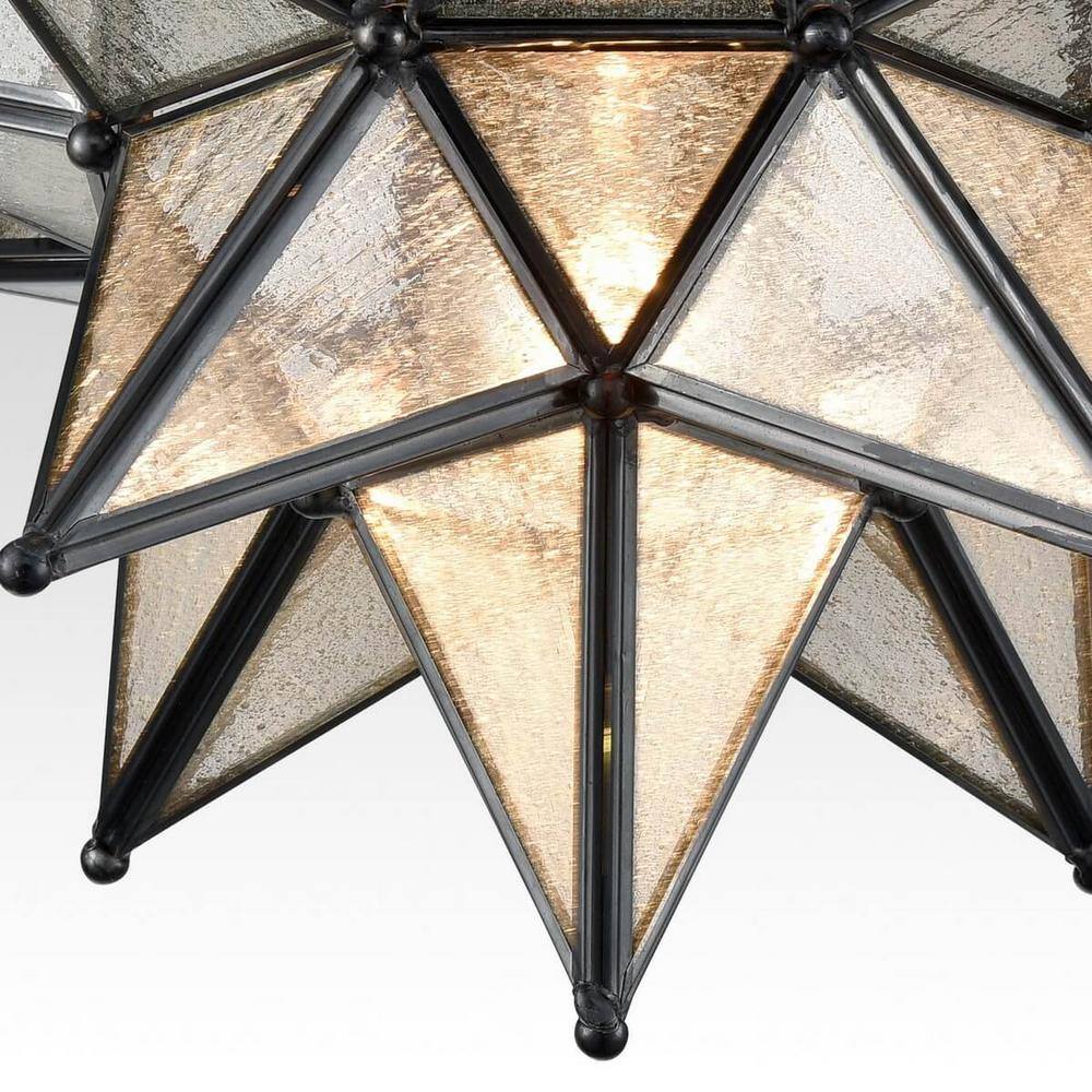 Black Seeded Glass Moravian Star Flush Mount Ceiling Light