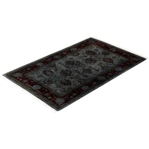 Gray 2 ft. 8 in. x 4 ft. 1 in. Fine Vibrance One-of-a-Kind Hand-Knotted Area Rug
