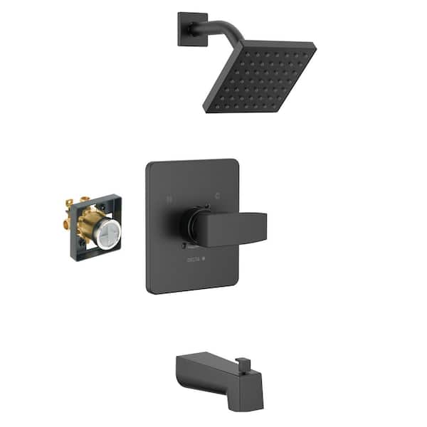 Modern Single Handle 1-Spray Tub and Shower Faucet 1.75 GPM in Matte Black Valve Included