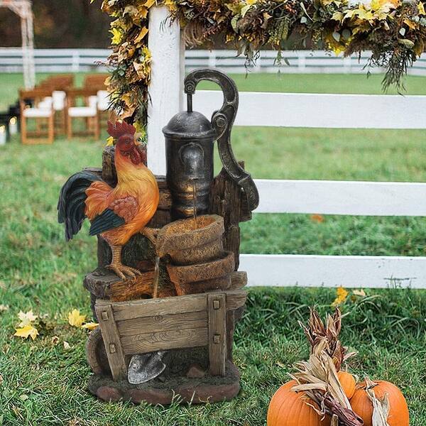 Rustic Farmhouse Red Rooster Bucket Caddy