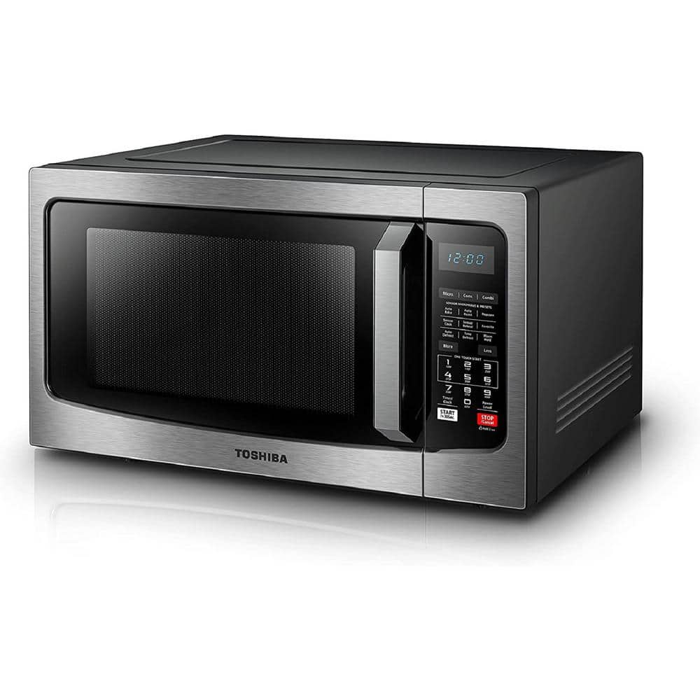 Toshiba 13.6 in. 1.5 cu. ft. with Convection, Smart Sensor Countertop Microwave 1000 Watt Oven in Stainless Steel, Silver