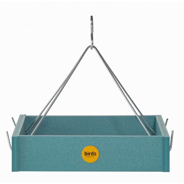 BIRDS choice Small Hanging Platform Bird Feeder in Blue Recycled Plastic