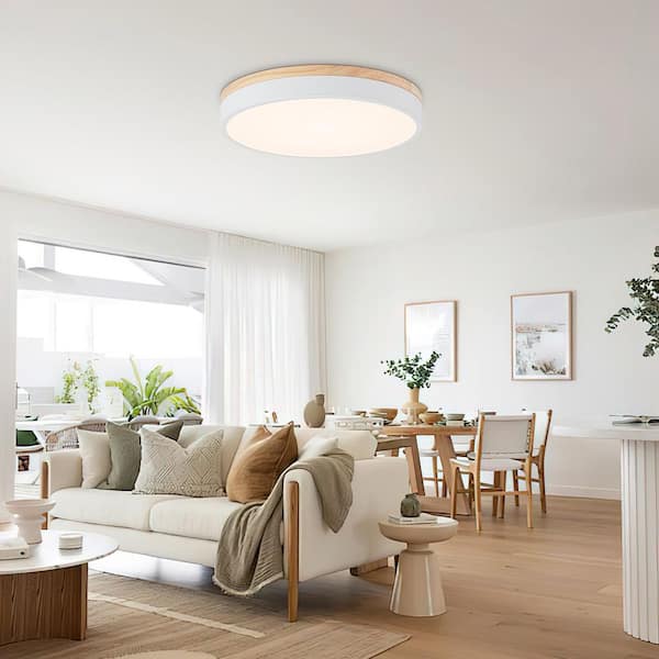 HUOKU Lumin 1-Light 15.7 in. W Matte White Selectable CCT Color