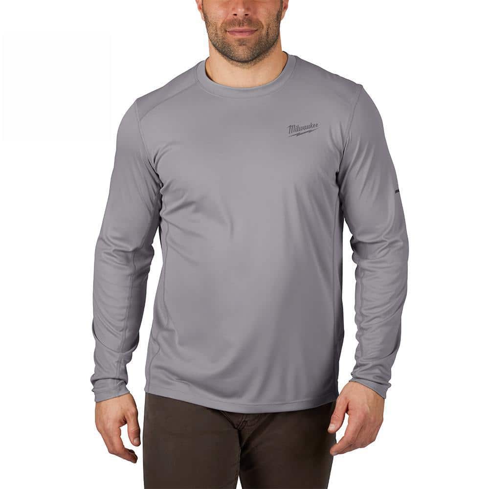 Milwaukee Gen II Men\'s Work Skin Medium Gray Light Weight Performance  Long-Sleeve T-Shirt 415G-M - The Home Depot