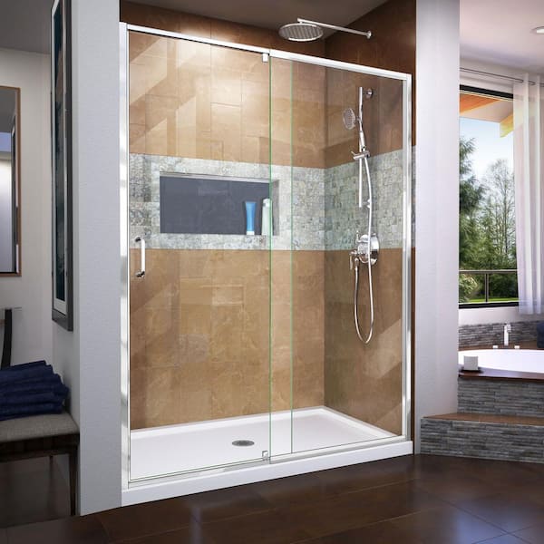 Basco Deluxe 56 in. x 68 in. Framed Sliding Shower Door in Chrome