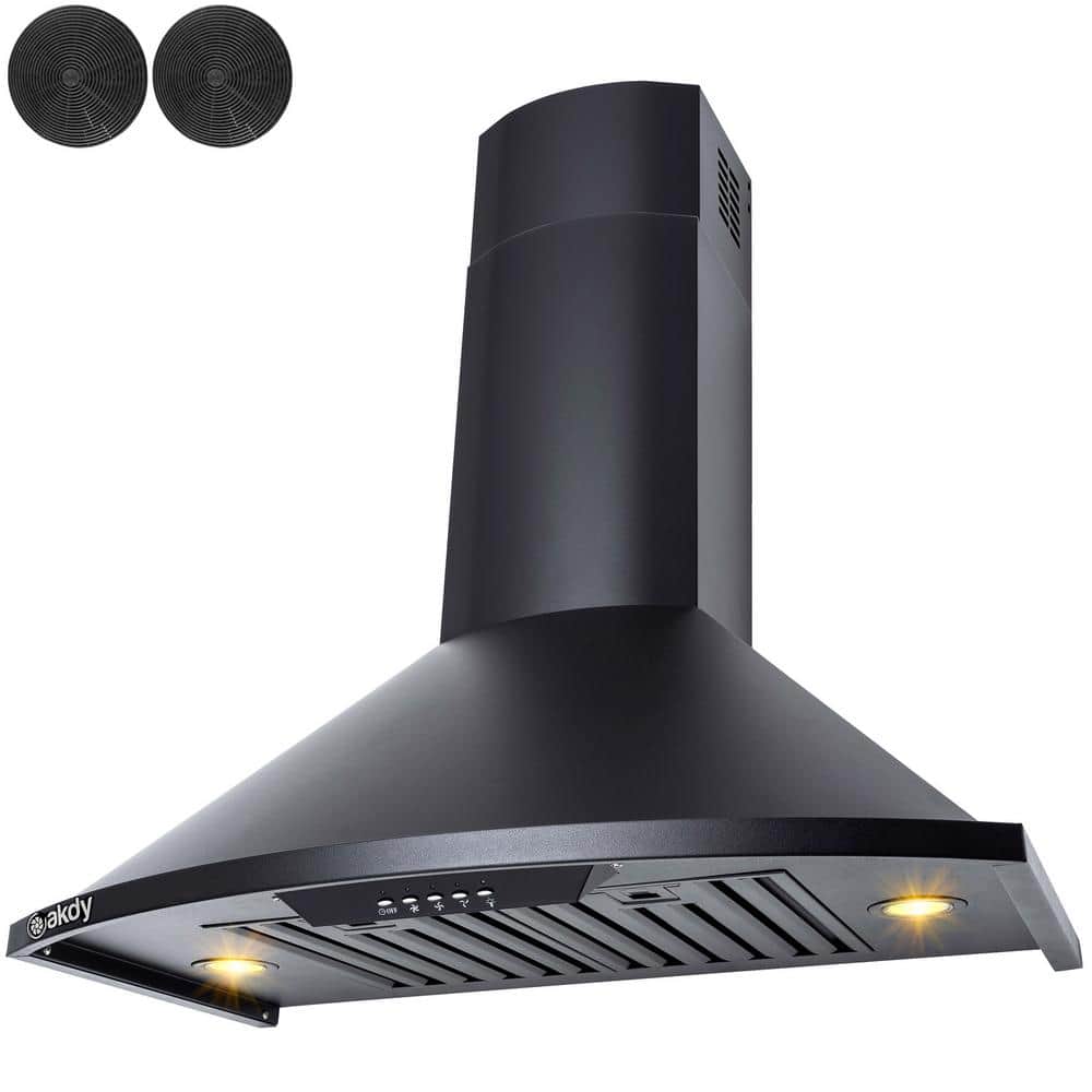 30-Inch Black Stainless Steel Convertible Wall Mount Range Hood