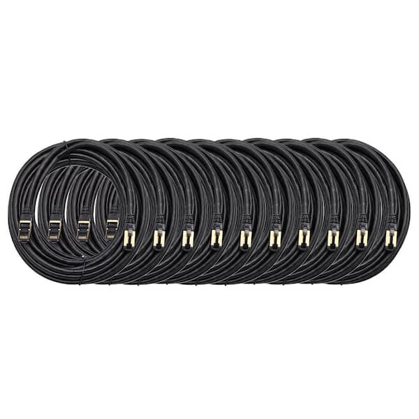 50 ft. CAT 8 Double Shielded RJ45 Snag less Ethernet 26 AWG Cable Black 10-Pack