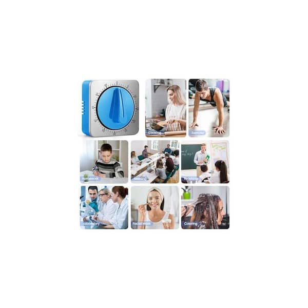 Lynzavix Mechanical Desk Kitchen Timer Blue Analog Display Cooking