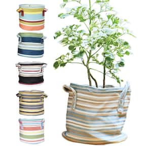 Boho 7.5 in Dia Grey Multi-Color Fabric Planter with Liner