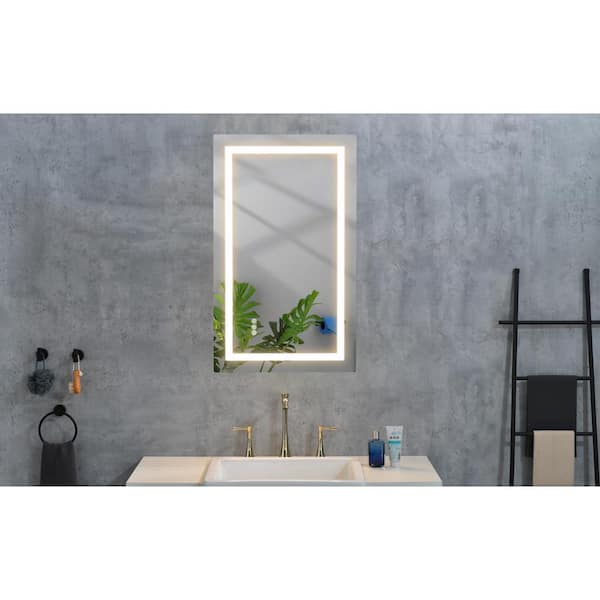 Unbranded 24 in. W x 36 in. H Large Rectangular Framed LED Dimmable Wall Bathroom Vanity Mirror, Anti- fog Mirror