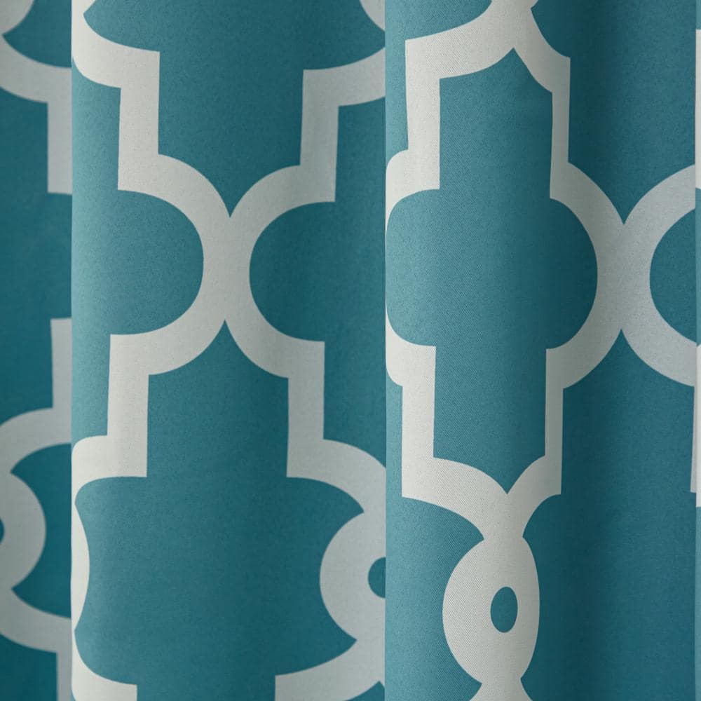 Teal and Mecca Orange Polyester Blackout Grommet Window Panels