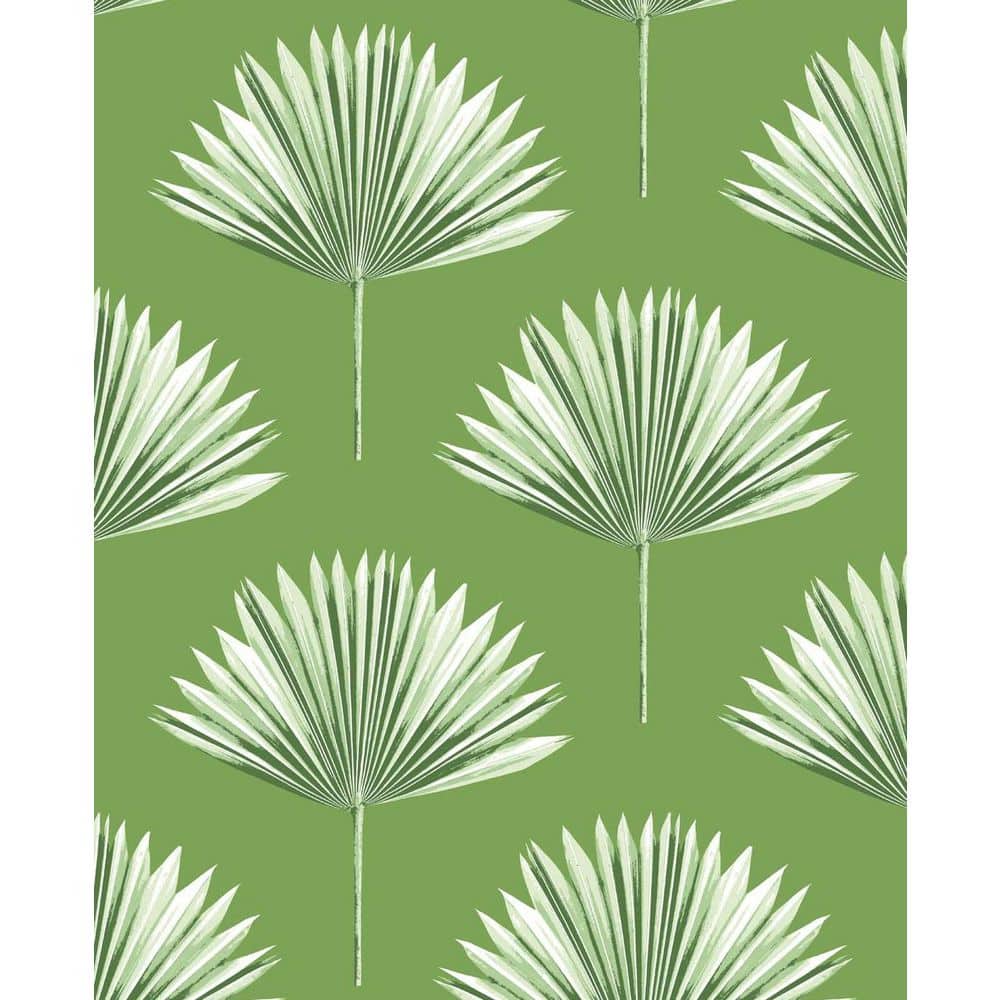 NextWall Green Sprout Tropical Fan Palm Vinyl Peel and Stick Wallpaper