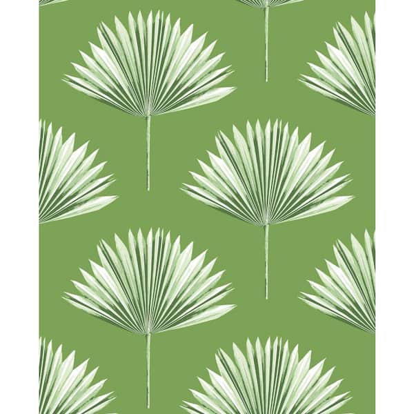 Green Sprout Tropical Fan Palm Vinyl Peel and Stick Wallpaper Roll 30.75 sq. ft.