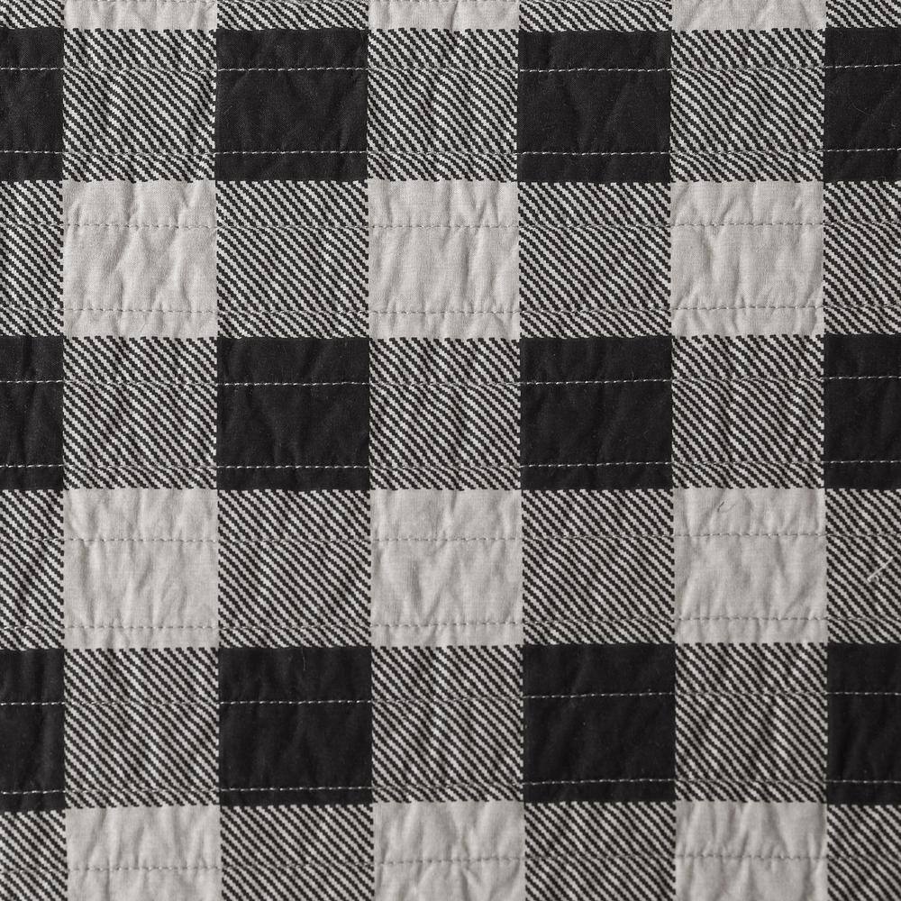 Gray King Cotton Reversible Buffalo Check Quilt Set