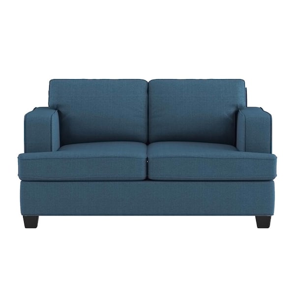 EVERGLADE HOME Lanning 62 in.W Square Arm Fabric Straight Love Seat in Blue